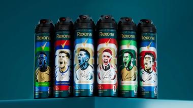Linha de desodorantes em spray Rexona com duração de 72 horas. A Rexona é a patrocinadora oficial de desodorantes da Copa do Mundo da FIFA 2026.