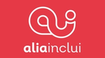 Fundo vermelho, escrito aliainclui, junto com o símbolo dela.