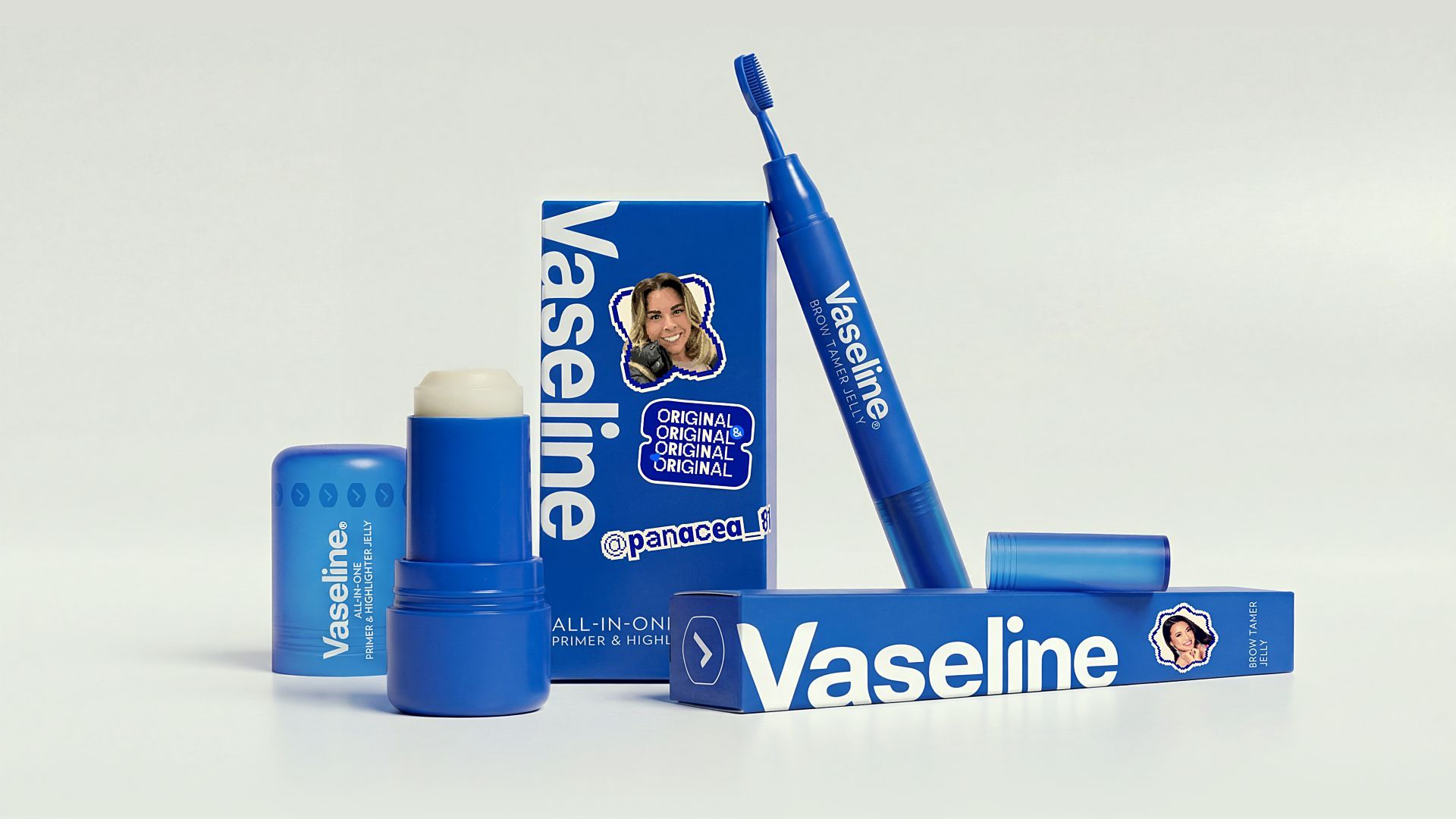 Diversos produtos da linha Vaseline Originals, cocriada pela marca com criadores dos hacks virais mais populares.